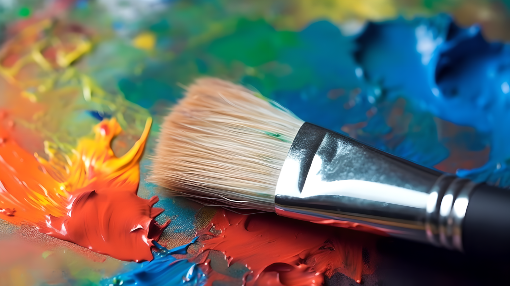 油漆刷涂抹颜料的真实摄影图片