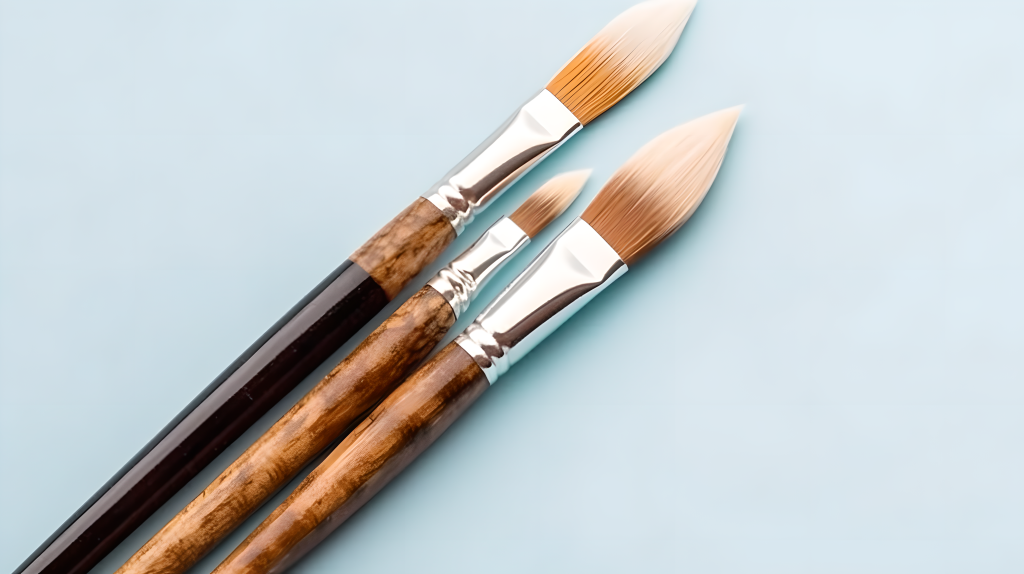 三把画笔白色背景摄影版权图片下载