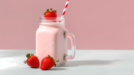 酸甜草莓奶昔饮品图
