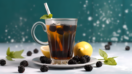 柠檬黑莓茶摄影图