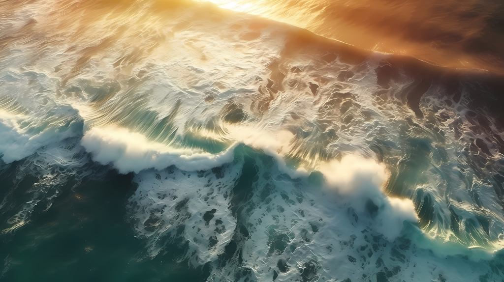 海岸近处的深白色和浅碧绿色航拍摄影图