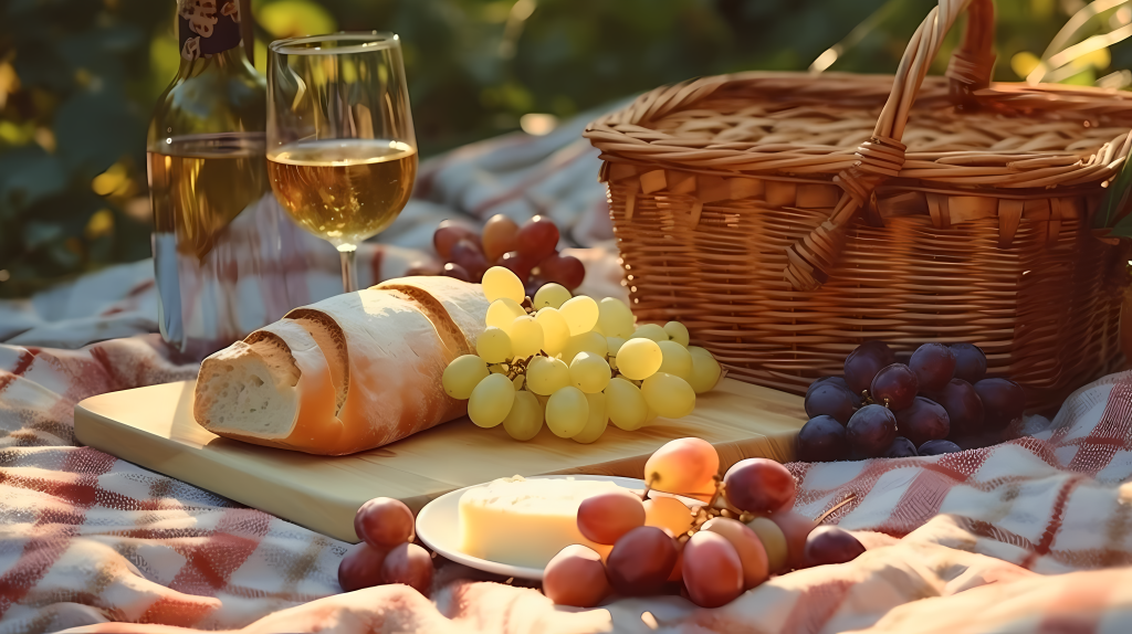 户外用餐野餐篮摄影图版权图片下载