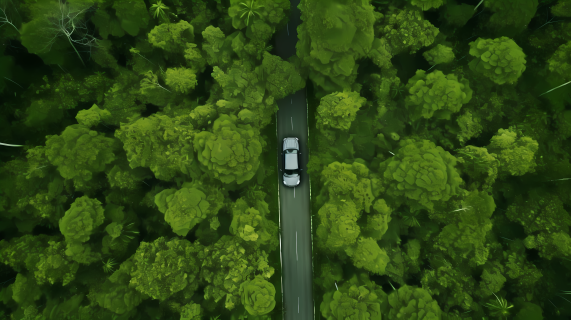 极简主义自然景观森林车行摄影图
