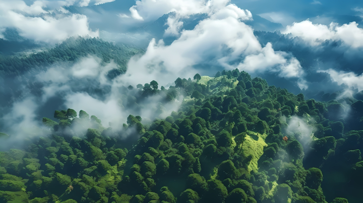 森林荫蔽下的云海照片摄影图版权图片下载