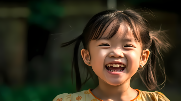 亚洲女孩快乐笑容摄影版权图片下载