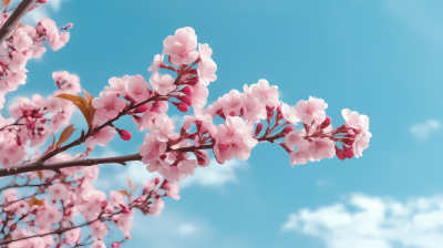 樱花枝头日式风格摄影图
