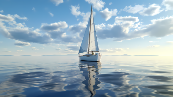 远航蓝海：浪漫历史事件的极简风帆船摄影图