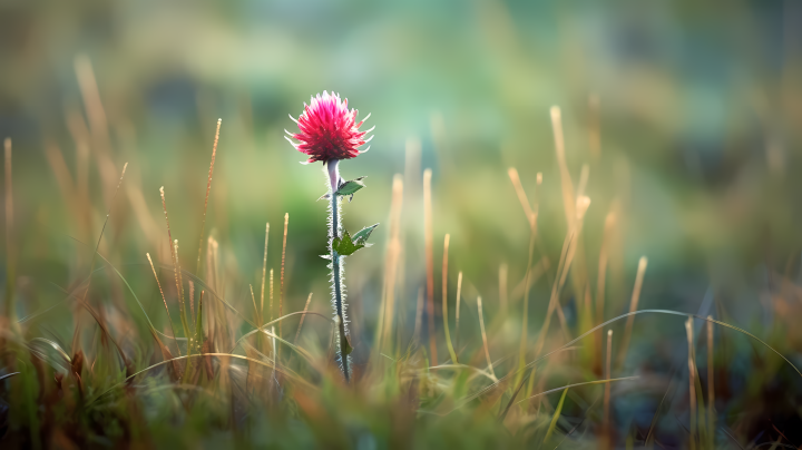 自然之美红花盛开的凉爽原野摄影图版权图片下载