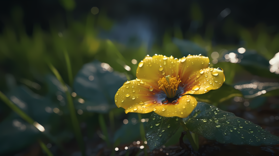 雨中黄花摄影图