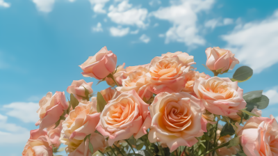 粉色玫瑰蓝天下摄影图