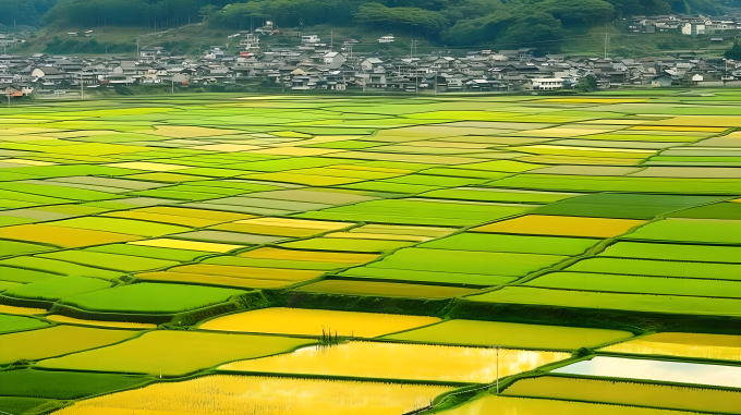 自然风光中的田野城市矩形田地摄影图