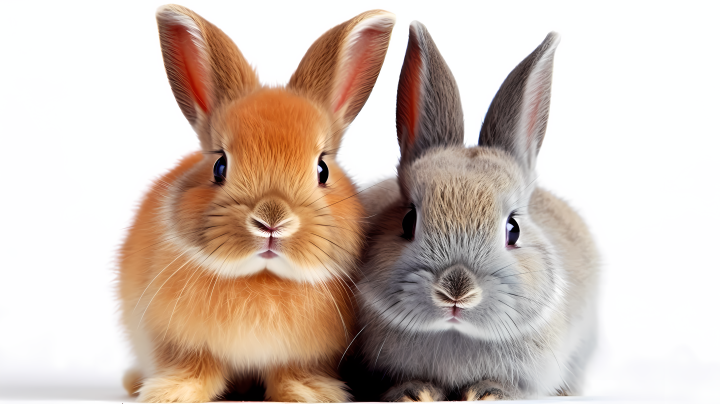 两只胖乎乎的小兔子摄影图版权图片下载