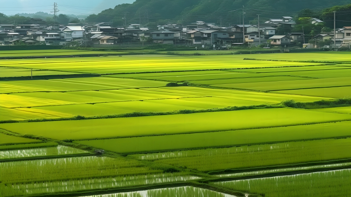 自然风光下的稻田摄影图版权图片下载