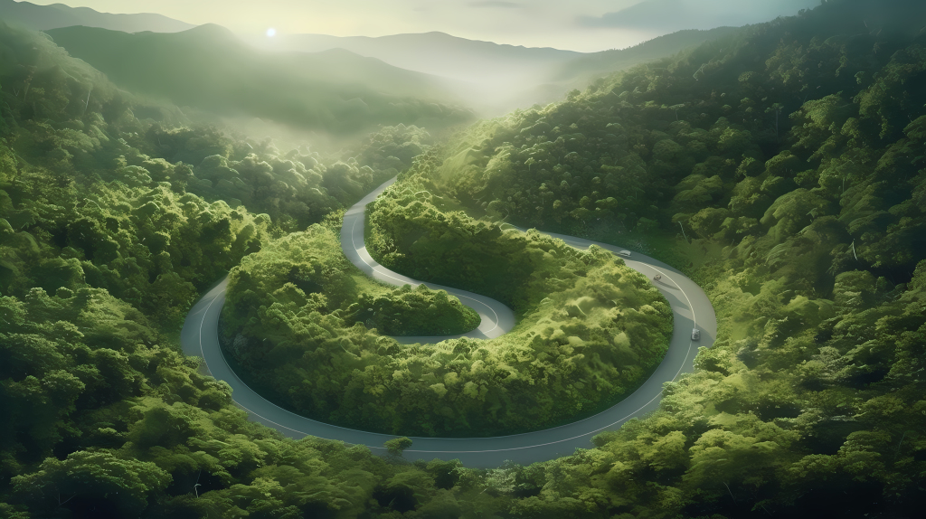 森林弯道摄影图版权图片下载