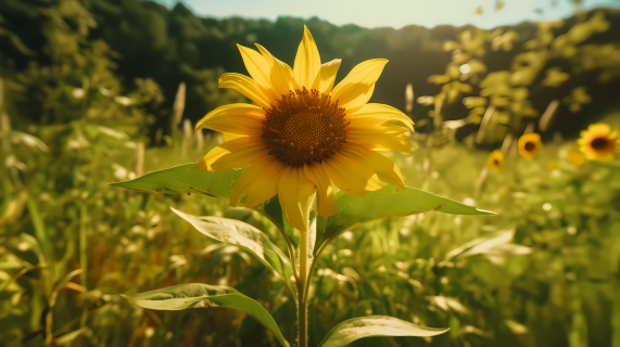 阳光下的独立向日葵摄影图