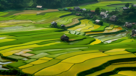 自然稻田景色摄影图