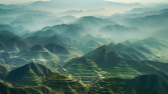 新疆张山山谷分层网格风景摄影图