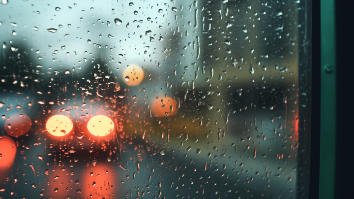 汽车窗上的雨滴淡红色风格摄影图版权图片下载