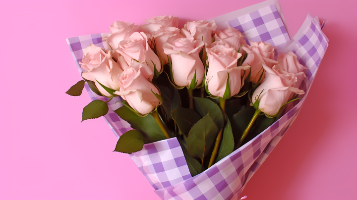 粉色玫瑰花束高清图版权图片下载