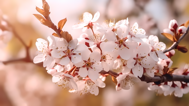 樱花绽放的柔焦摄影图版权图片下载