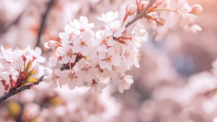 清新淡雅的樱花绽放摄影图版权图片下载