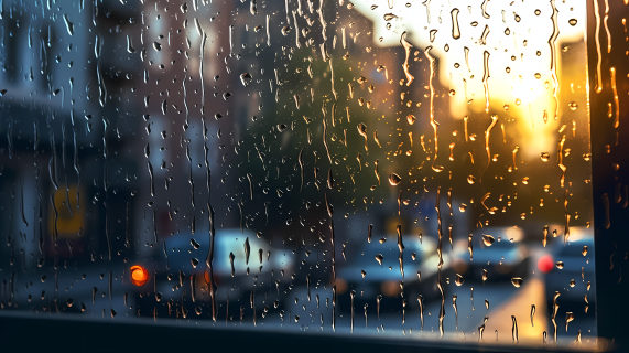温馨氛围窗前雨滴高清图