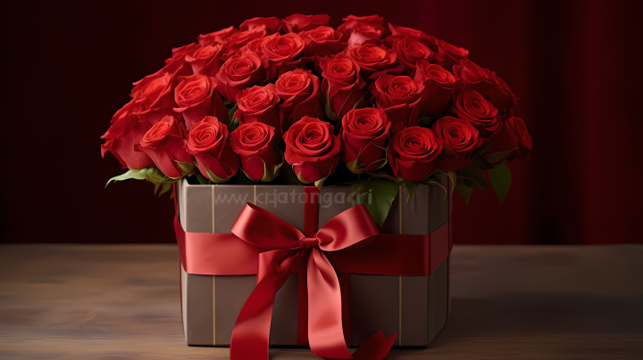 热情红玫瑰花束摄影图版权图片下载