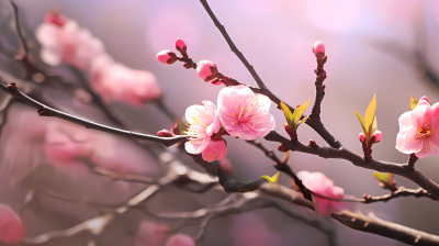 樱花树上的粉色花瓣摄影图