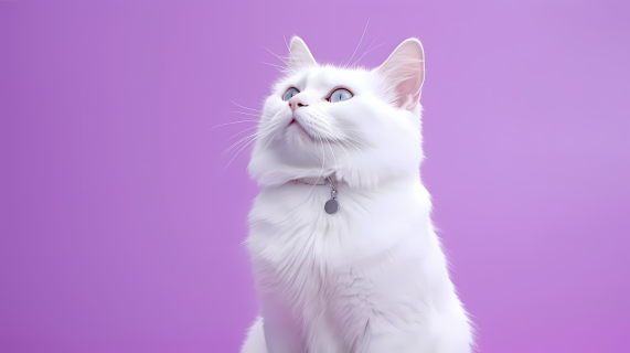 紫底白猫尊贵摄影图