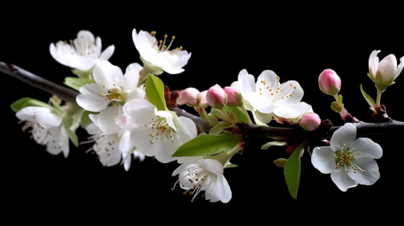 优美诗意白花枝的禅意风格摄影图片