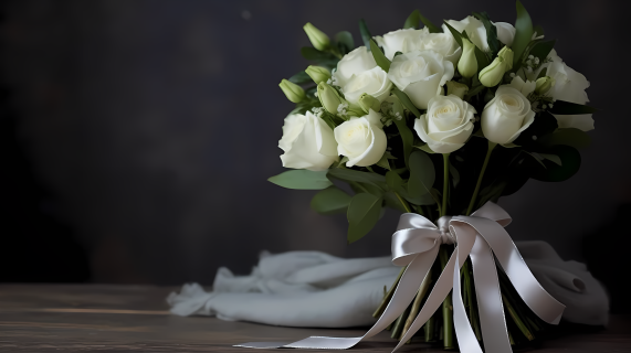 优美白玫瑰花朵摄影图