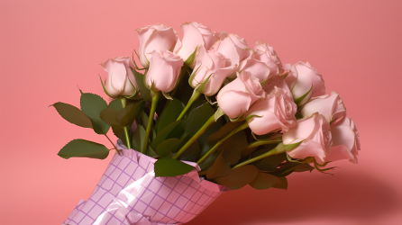 浪漫气息粉色玫瑰花束摄影图