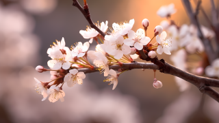 樱花盛开的柔焦摄影图