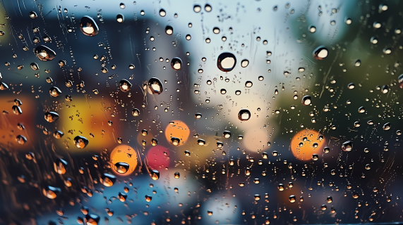 雨滴覆盖玻璃的窗户摄影图