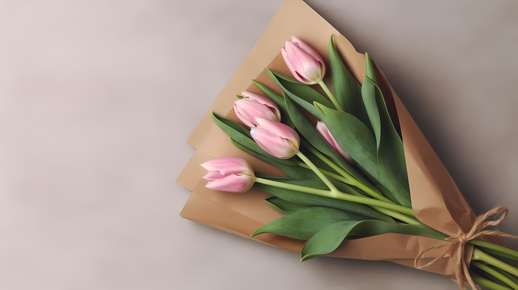 粉色郁金香花束摄影图片