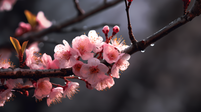 春季美景樱花树上粉色花瓣摄影图
