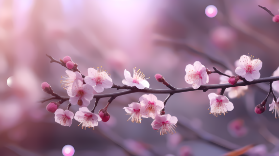 樱花粉色花瓣模糊光线摄影图