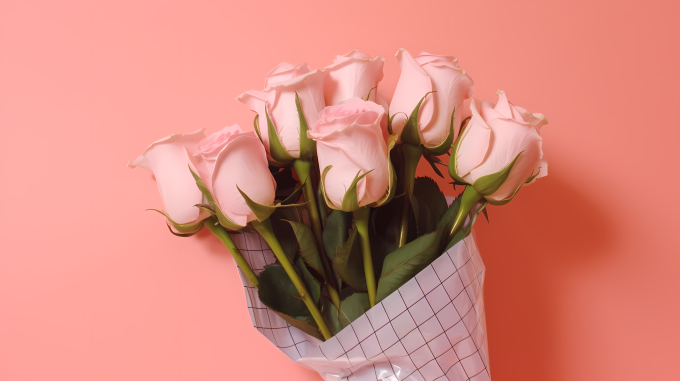 高雅粉色玫瑰花束摄影图