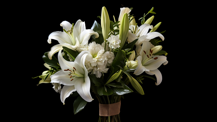 白色百合花束花之情感摄影图版权图片下载