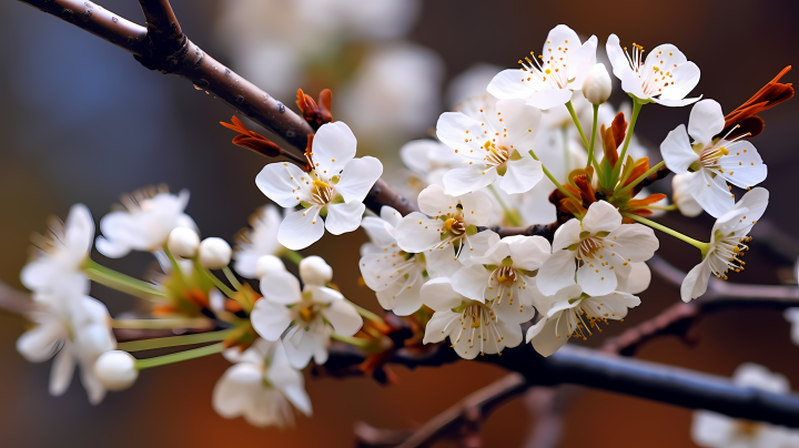 春天枝头白色樱花摄影图版权图片下载