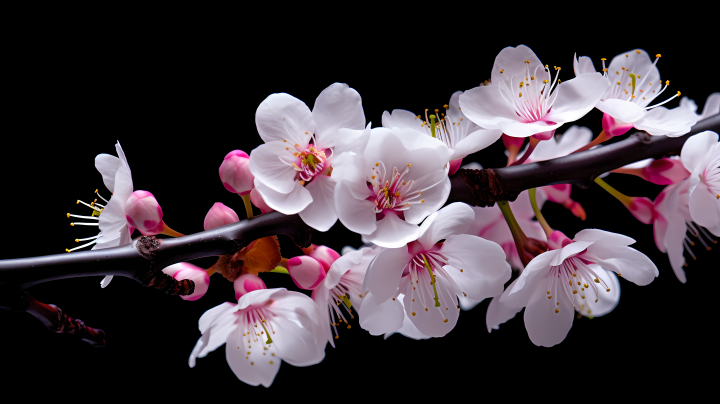 樱花粉白色调的准确主义摄影图版权图片下载