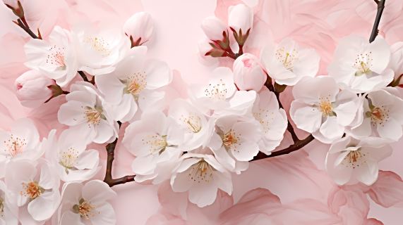 清新淡雅白粉樱花摄影图