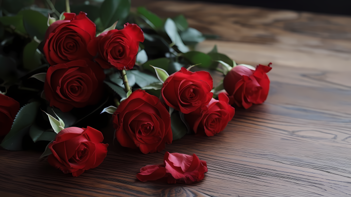 鲜艳红玫瑰鲜花摄影图版权图片下载
