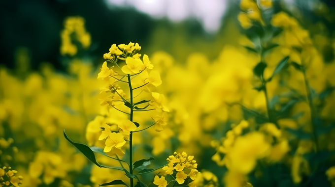油菜花黄色盛开的摄影图片