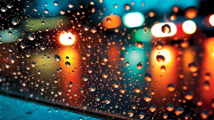 城市之夜光影交错雨景图版权图片下载