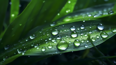雨滴翠叶自然静物摄影图