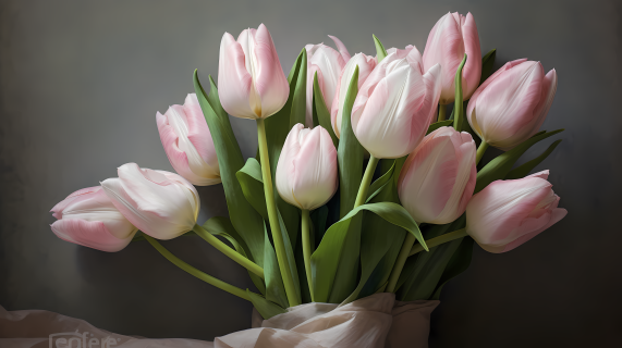 粉白色郁金香花束摄影图