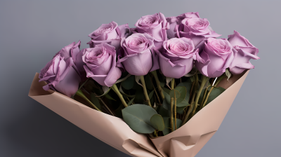 精致花束紫色玫瑰高品质摄影图