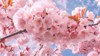 樱花夏日盛开的粉色树摄影图