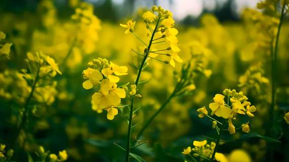 油菜花盛开的黄色花朵摄影图